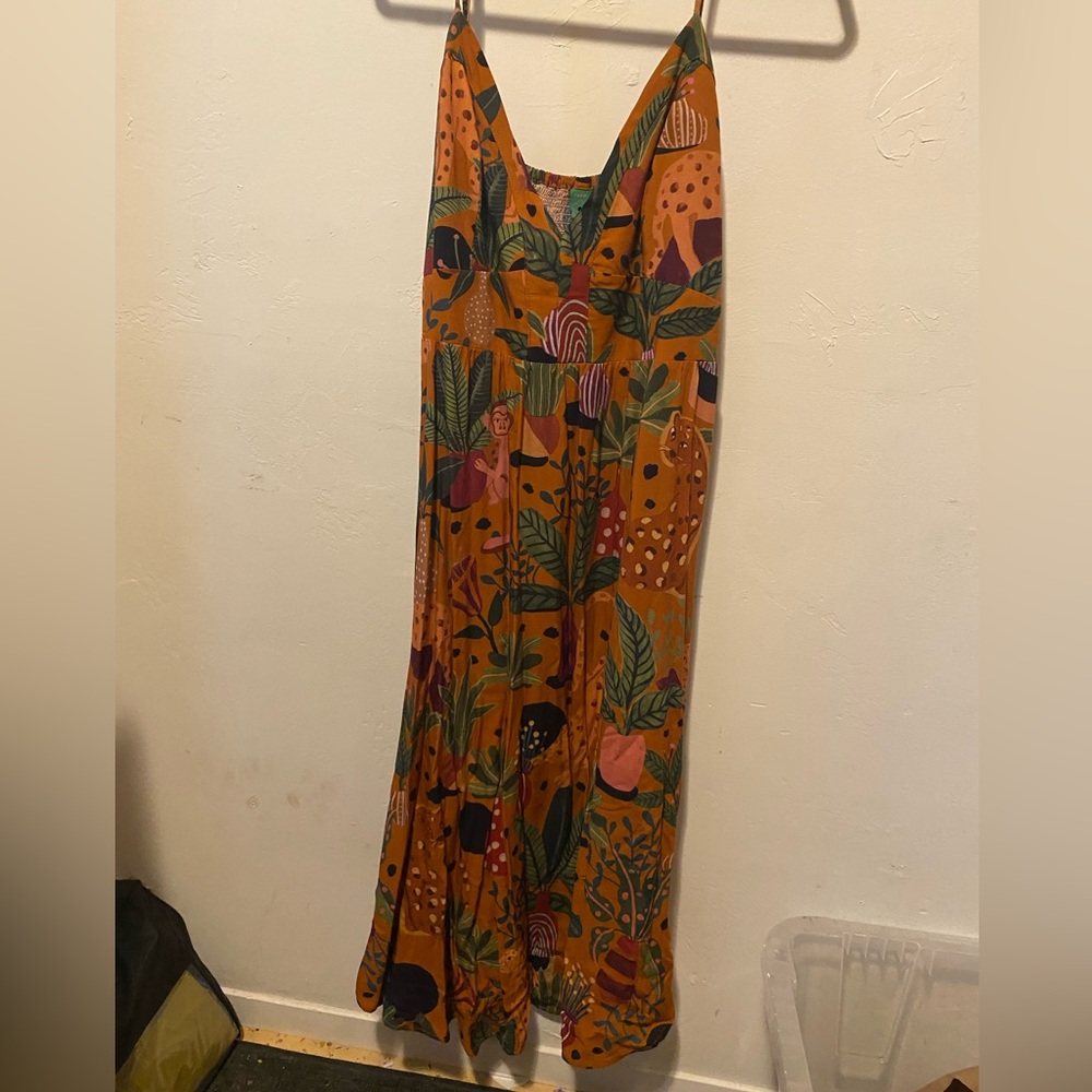 FARM Rio Vibrant Orange Patterned Maxi Dress